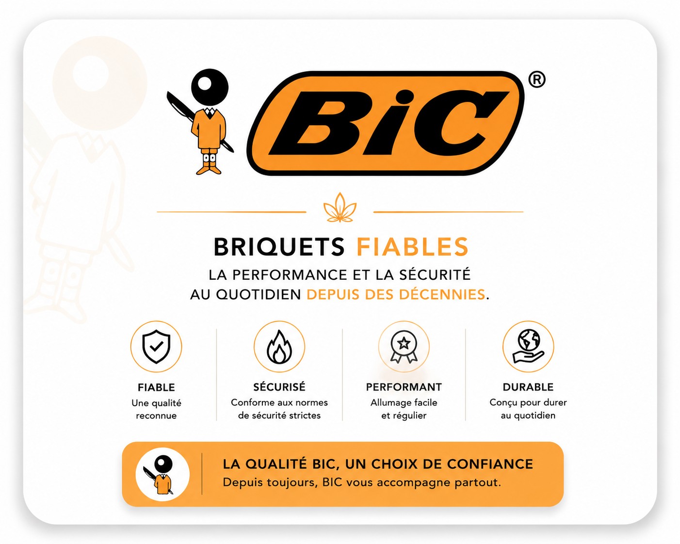 Carte de présentation de la marque BIC