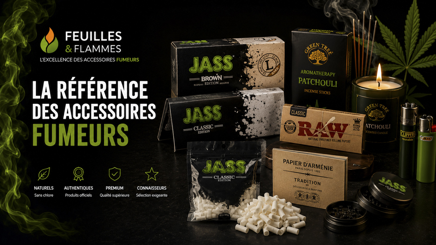 Feuilles à rouler et accessoires fumeurs – sélection Feuilles & Flammes