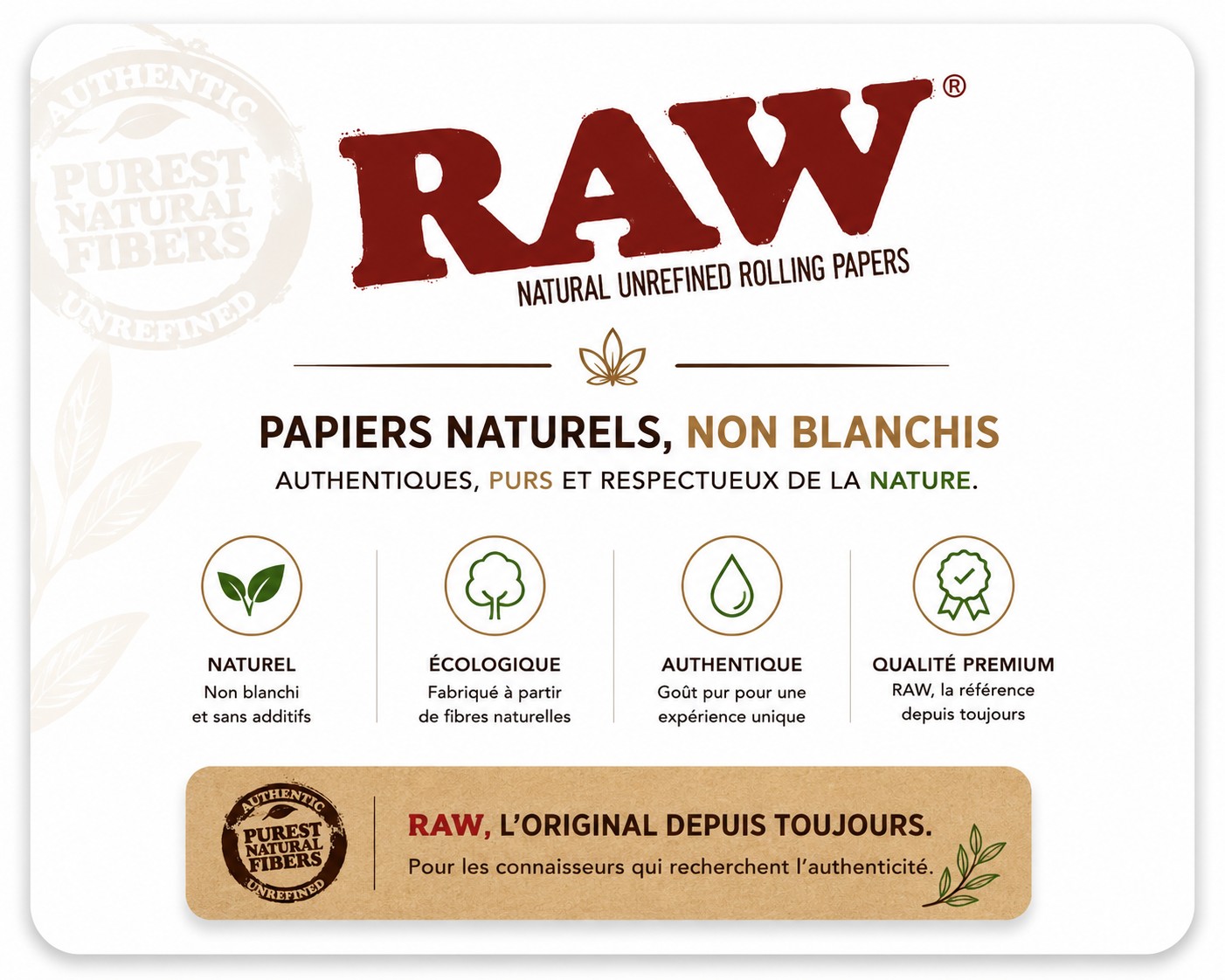 Carte de présentation de la marque RAW