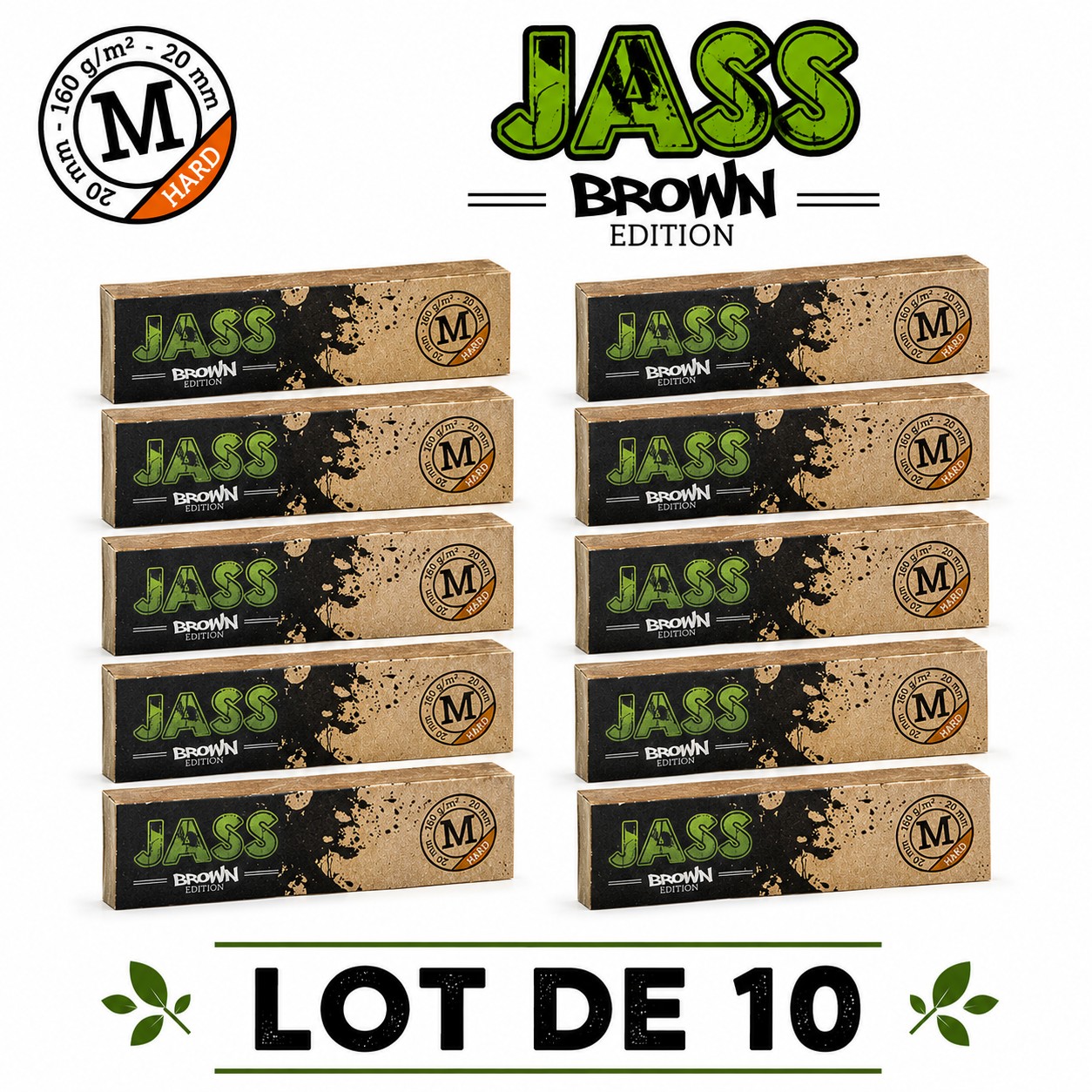 Jass Filtre Carton Brown Hard M, Lot de 10 Carnets