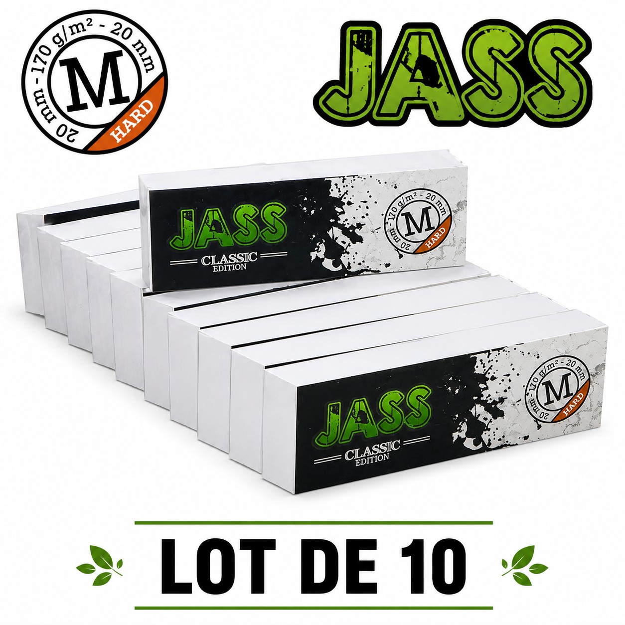 Jass Filtre Carton Classic Hard M, Lot de 10 carnets de 5O