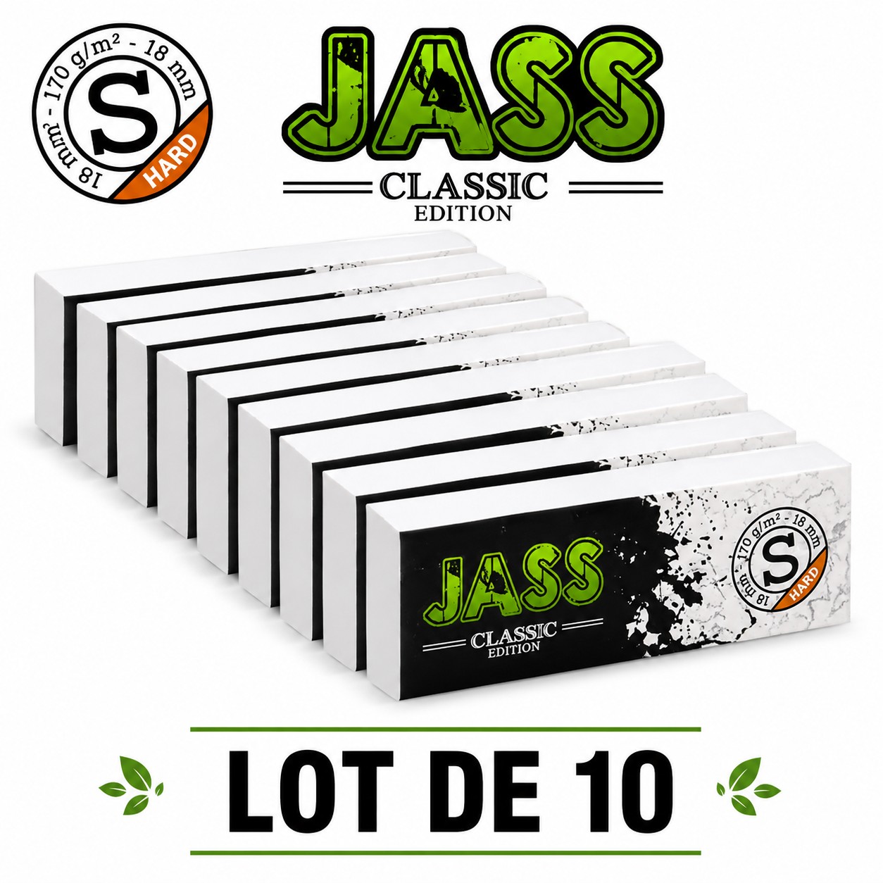 Jass Filtre Carton Classic Hard S, Lot de 10 Carnets de 50 filtres