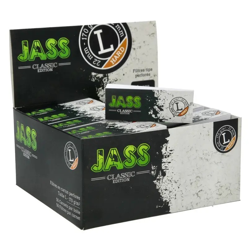 Jass Filtre Carton Classic Hard L, Boîte de 50 carnets de 5O