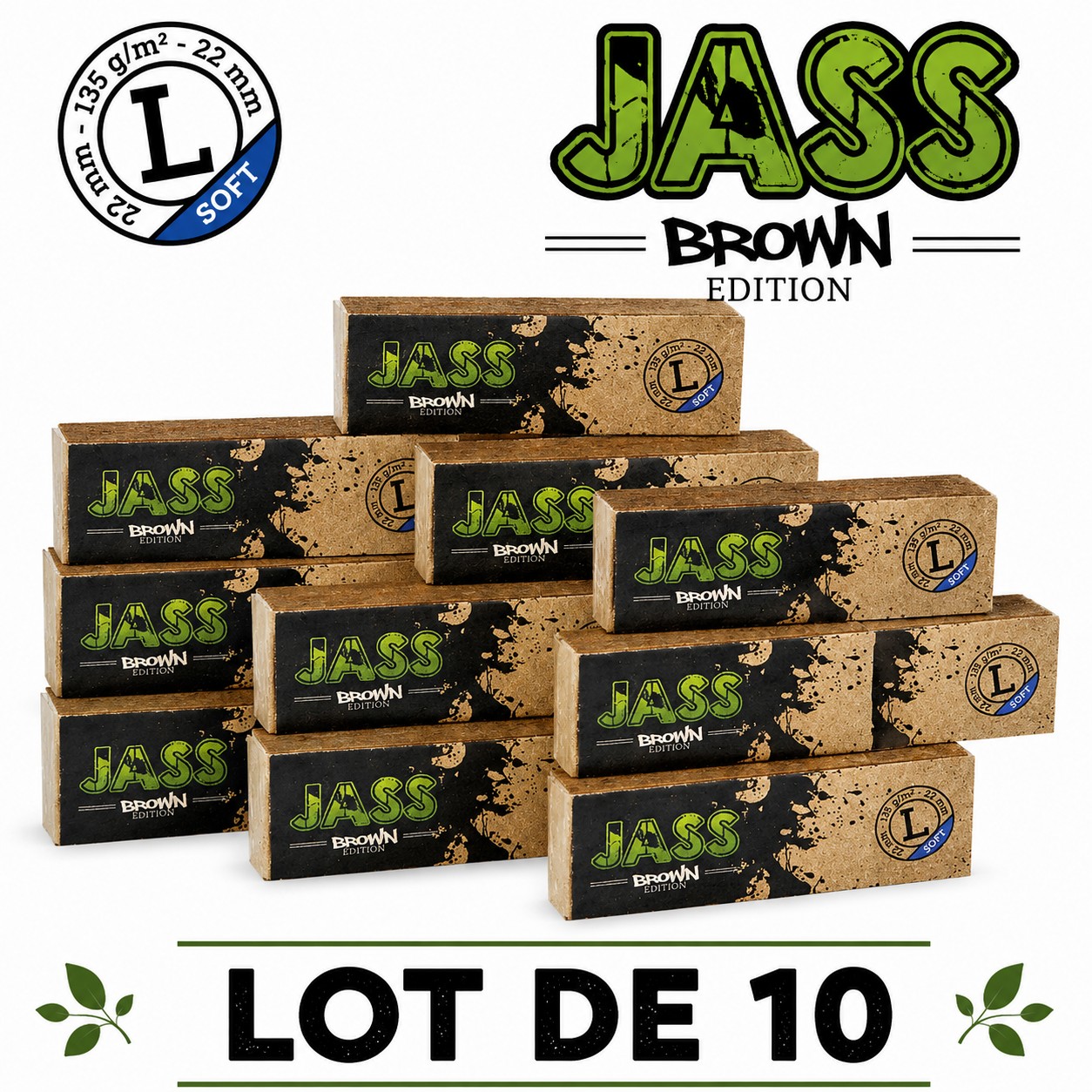 JASS Filtre Carton Brown soft L, Lot de 10 carnets de 50