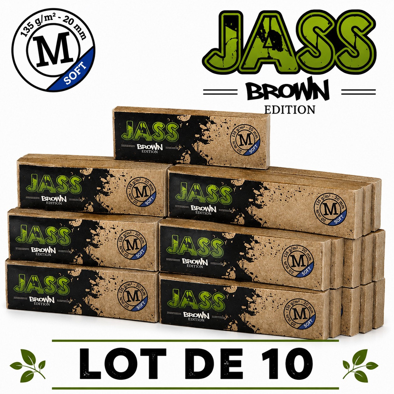 JASS Filtre Carton Brown Soft M, Lot de 10 carnets de 50