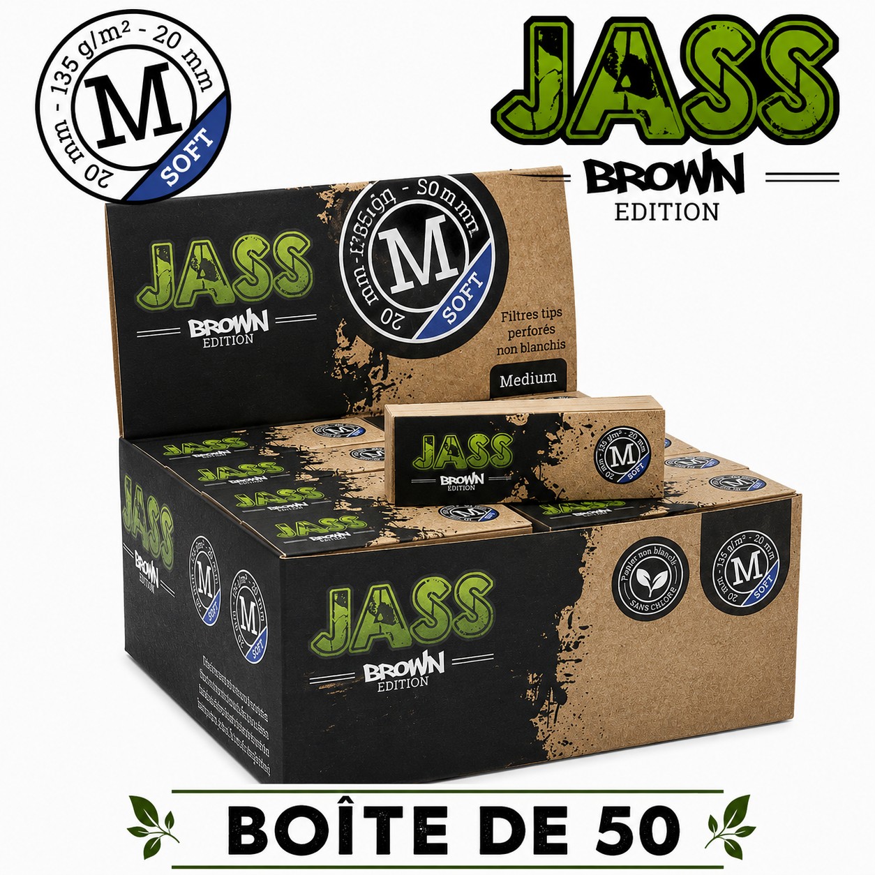 JASS Filtre Carton Brown Soft M, Boîte de 50