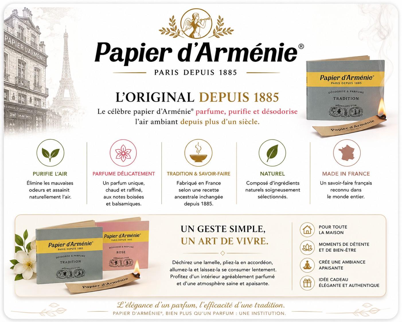 Carte de présentation de la marque PAPIER D'ARMENIE