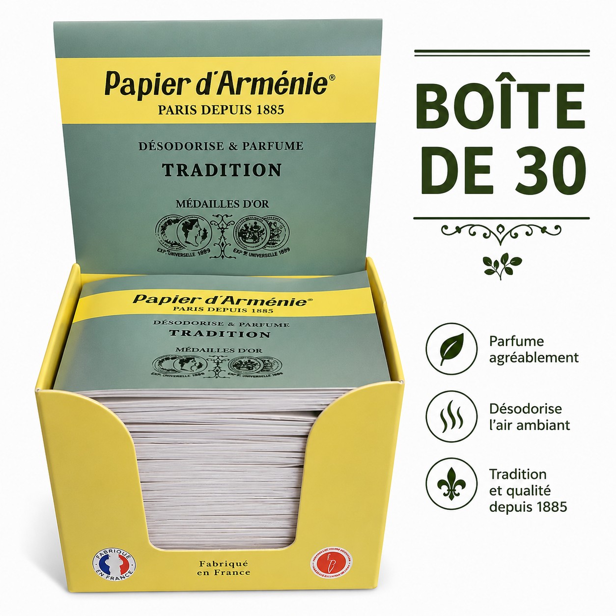 Papier d'Arménie Tradition, présentoir de 30 carnets de 36 lamelles