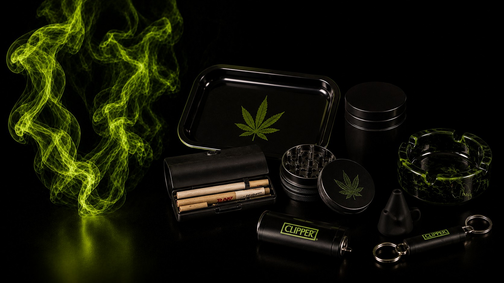 Image de catégorie, contenant ddivers accessoires pour fumeurs.